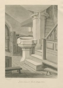 Fontti Cannockin kirkossa: seepiapiirros, 1841