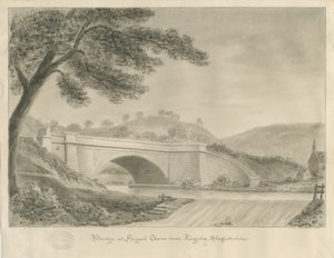 Kingsley - Froghallin silta: seepiapiirros, 1841 tekijältä John Chessell Buckler