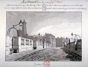 London Bridge, Southwark, Lontoo, 1827 tekijältä John Chessell Buckler