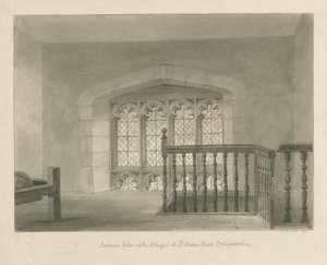Pillaton Hall - Kappelin sisustus: seepiapiirustus, 1841 tekijältä John Chessell Buckler