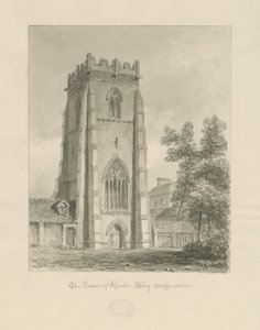 Ranton Abbey [Priory] - Torni: seepiapiirros tekijältä John Chessell Buckler