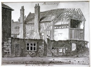 Thomas Popen talon rauniot, Mill Lane, Bermondsey, Lontoo, 1808 tekijältä John Chessell Buckler