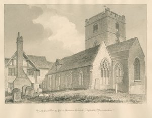 Worcestershire - Droitwich - Pyhän Andreaksen kirkko: seepiapiirros
