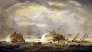 Napoleonin sodat (1803-1815): "Magnificent" -aluksen menetys, 25. maaliskuuta. tekijältä John Christian Schetky