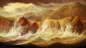 HMS "Thetisin" lastin ja aarteiden pelastaminen Cape Friossa Brasiliassa fregatin upottua 4. joulukuuta. tekijältä John Christian Schetky