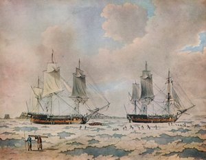 "Lordi Mulgraven löytömatkan alukset upotettuina jään napa-alueilla", 1774 tekijältä John Cleveley the Younger