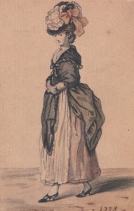 Lady of Fashion mustalla huivilla ja mustilla kengillä tekijältä John Collet