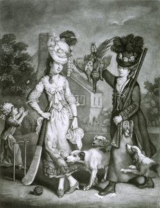 Miss Wicket ja Miss Trigger, 1778 (mezzotint)