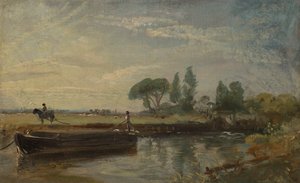 Proomu Flatford Lockin alapuolella tekijältä John Constable