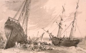Brightonin rannikkomaisema kahdella laivalla etualalla, 30. toukokuuta 1828 tekijältä John Constable