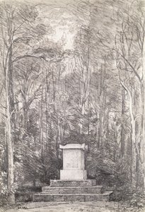 Kenotafi Sir Joshua Reynoldsille Coleorton Hallissa, Leicestershiressä, 1823 (kynäpiirustus) tekijältä John Constable
