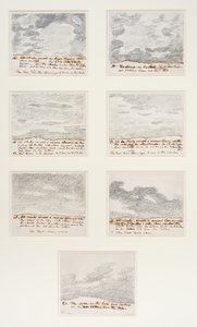 Pilvitutkimuksia (Alexander Cozensin "Engravings of Skies" -teoksen mukaan), noin 1822-23 (grafiitti paperille). tekijältä John Constable