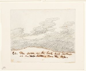 Pilvitutkimus (Alexander Cozensin "Engravings of Skies" -teoksen mukaan), noin 1822-23 (grafiitti paperille). tekijältä John Constable