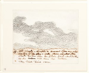 Pilvitutkimus (Alexander Cozensin "Engravings of Skies" -teoksen mukaan), noin 1822-23 (grafiitti paperille). tekijältä John Constable
