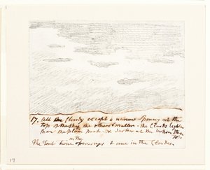 Pilvitutkimus (Alexander Cozensin "Engravings of Skies" -teoksen mukaan), noin 1822-23 (grafiitti paperille). tekijältä John Constable