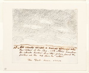 Pilvitutkimus (Alexander Cozensin "Engravings of Skies" -teoksen mukaan), noin 1822-23 (grafiitti paperille). tekijältä John Constable