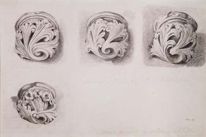 Corbels in Solihull Church, Warwickshire (piirustus) tekijältä John Constable