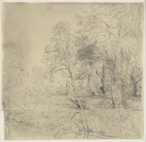 Cowdrayn linna, nähtynä puiden välissä tekijältä John Constable
