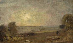 Dedham Vale tieltä East Bergholtiin: Auringonlasku, 1810 tekijältä John Constable