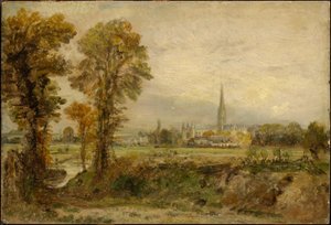Salisburyn katedraali kaukaa nähtynä tekijältä John Constable
