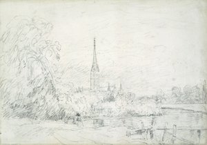 Salisburyn katedraali luoteesta, 1829 (grafiittia paperille) tekijältä John Constable