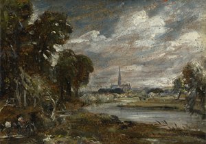 Salisburyn katedraali Nadder-joelta, n. 1829 tekijältä John Constable