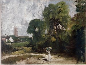 Stoke-by-Nayland (öljy kankaalle, n. 1830) tekijältä John Constable