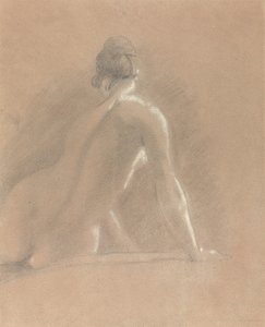 Tutkimus naisen alastonkuvasta takaapäin (liitu paperille) tekijältä John Constable