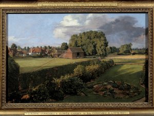 Goldingin konstaapelin puutarha, englantilainen maatilamaisema. John Constablen (1776-1837) maalaus 1815 su. 0,33x0,5 m. Ipswich. Kaupunginvaltuuston museo tekijältä John Constable