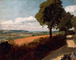 Näkymä East Bergholtiin johtavalta tieltä tekijältä John Constable