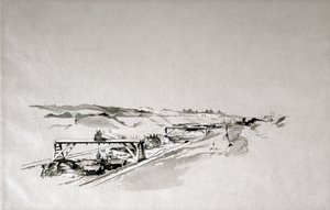 Blisworth Cutting, Northamptonshire, syyskuu 1838 (kynä ja muste ja pesu paperille) tekijältä John Cooke Bourne
