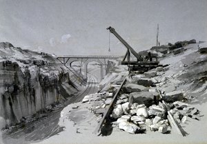 Blisworth Cutting, Northamptonshire, ylhäältä, 2. heinäkuuta 1837 (kynä ja muste ja pesu paperille) tekijältä John Cooke Bourne