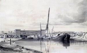 Silta Regents-kanavan yli, huhtikuu 1837 (kynä ja muste ja pesu paperille) tekijältä John Cooke Bourne