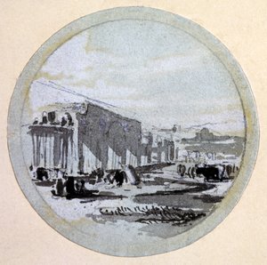 Rakennus, Lontoo & Birmingham Railway, n. 1838 (kynä ja muste ja pesu paperille) tekijältä John Cooke Bourne