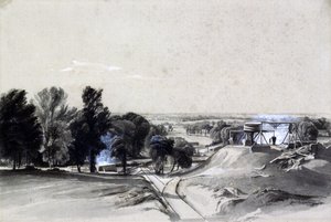 Ylhäältä, Kilsby Tunnel, Northamptonshire, 20. heinäkuuta 1837 (kynä ja muste ja pesu paperille) tekijältä John Cooke Bourne