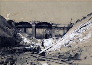 Tring Cutting, Hertfordshire, 1838 (kynä ja muste ja pesu paperille) tekijältä John Cooke Bourne
