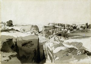 Näkymä tunnelin huipulta, Linslade, Buckinghamshire, 12. lokakuuta 1837 (kynä ja muste ja pesu paperille) tekijältä John Cooke Bourne