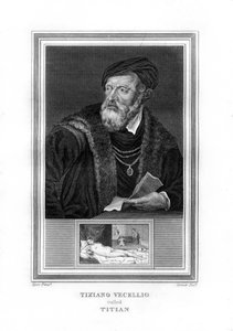 Tiziano Vecelli Titian, italialainen korkearenessanssimaalari, 1825.