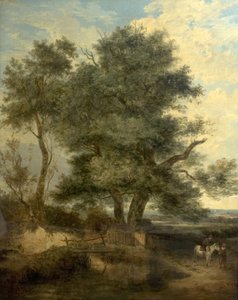 Puut puron rannalla (Pajupuu, ratsastaja ja nainen tiellä), n. 1818 (öljy kankaalle)