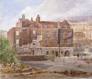 Almonryn toimiston itäpuolella, Middle Scotland Yard, Westminster, Lontoo, 1884. tekijältä John Crowther