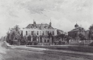 Kadonnut Lontoo: Stockwell Park House, Stockwell Parkista (litografia) tekijältä John Crowther