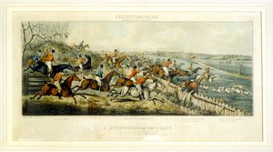 Taistelu aloituksesta, Leicestershires, kaiverrus Henry Alken (1785-1851) 1825 (värikaiverrus) tekijältä John Dean (after) Paul