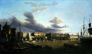 Näkymä Old London Bridgelle sellaisena kuin se oli vuonna 1747 (öljy kankaalle)