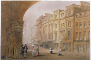 Näkymä Grey Streetille, Newcastle upon Tyne (bc, muste ja wc paperilla) tekijältä John Dobson