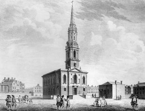 Luoteisnäkymä St Gilessin kirkolle Fieldsissä, 1753