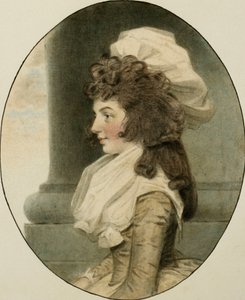 Sarah Whitmoren muotokuva, istumassa pylvään vieressä, 1787