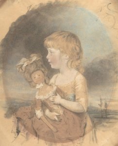Lapsi pitelee nukkea, 1780. tekijältä John Downman