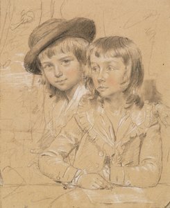 Nro 1933 Benjamin ja Lewis Way, Denham Housen Benjamin Wayn vanhimmat pojat, Bucks, 1779 (liitu paperille) tekijältä John Downman
