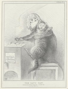 Spotprent op Talleyrand en Palmerston, 1832 Kissan tassu (otsikko esineessä) Poliittiset luonnokset (sarjan nimi) tekijältä John Doyle