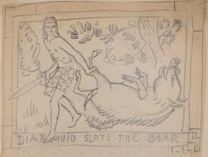 Diarmuid Slays the Boar (lyijykynä)